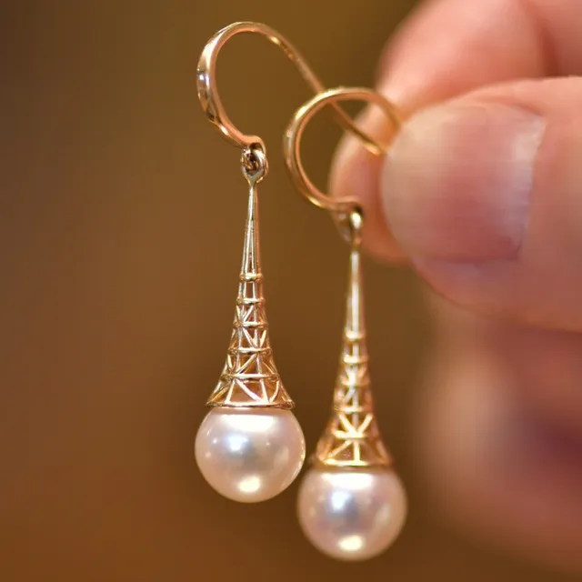 Pendientes de Oro Vintage con Perla
