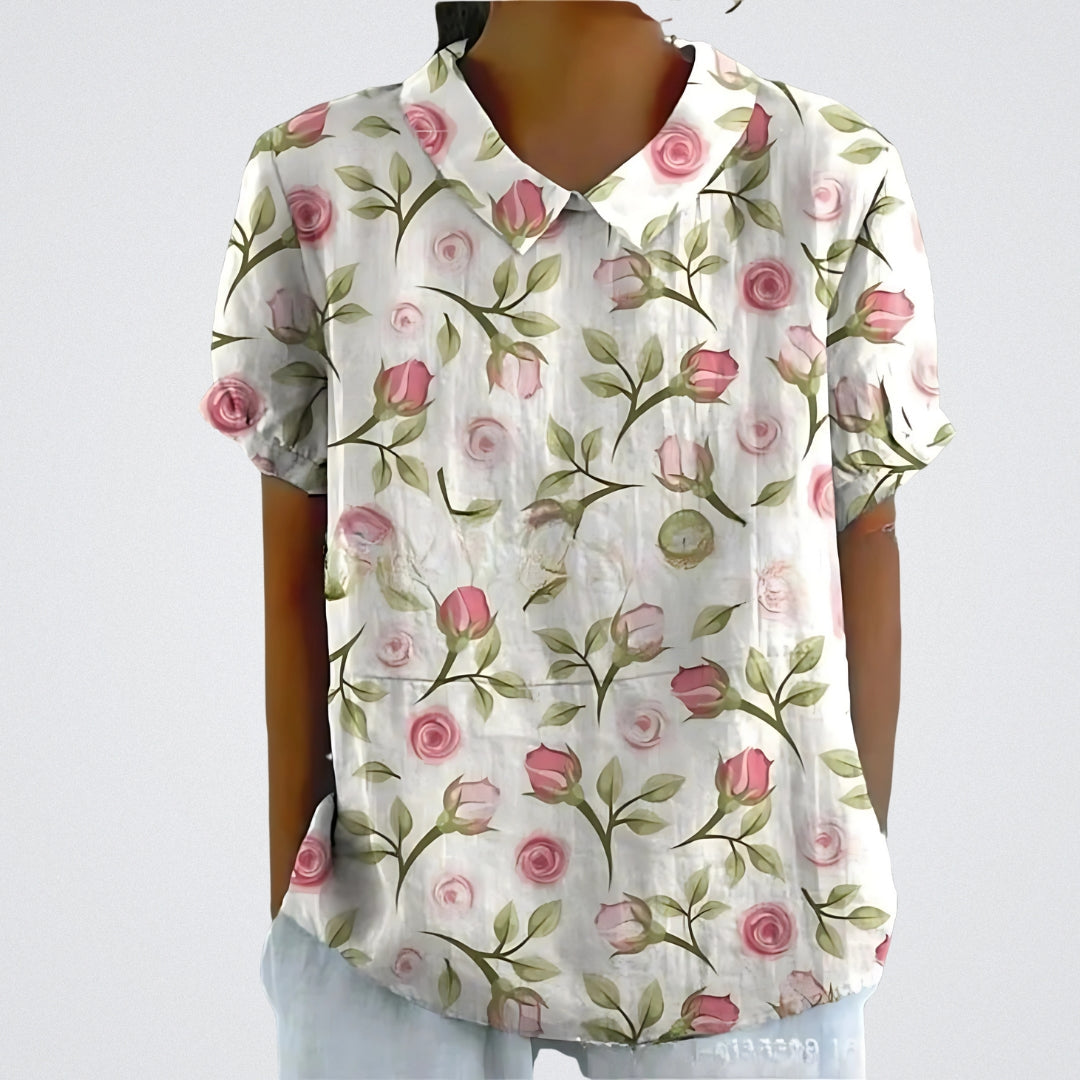 Lina | Blusa en lino floral