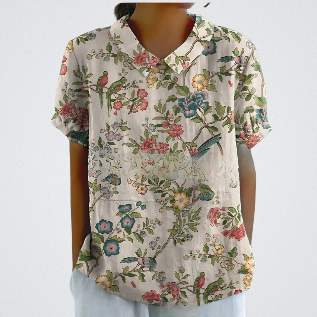 Lina | Blusa en lino floral
