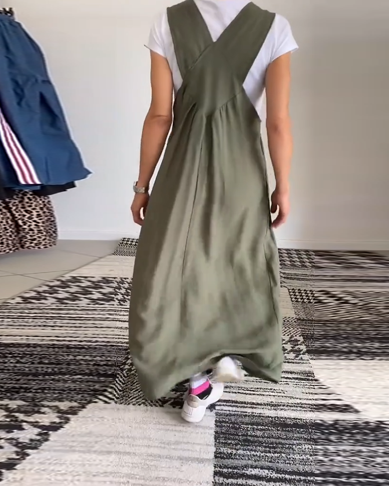 Alicia | Vestido informal de color liso con tirantes